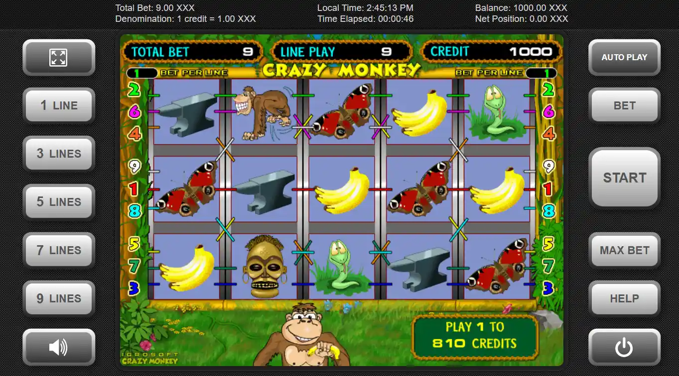 Crazy Monkey демо игра Crazy Monkey (Крейзи Манки) графика и тематика
