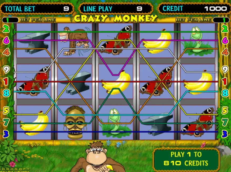 Crazy Monkey 9 линий Crazy Monkey 9 линий