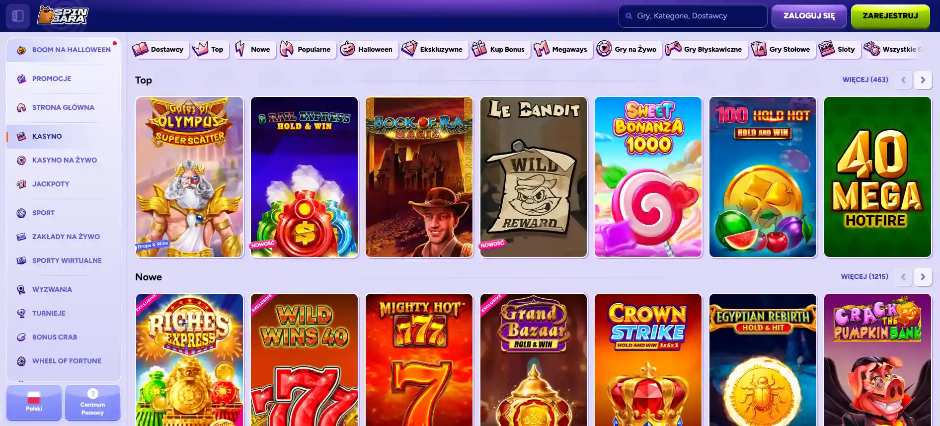 Spinbara gry kasynowe