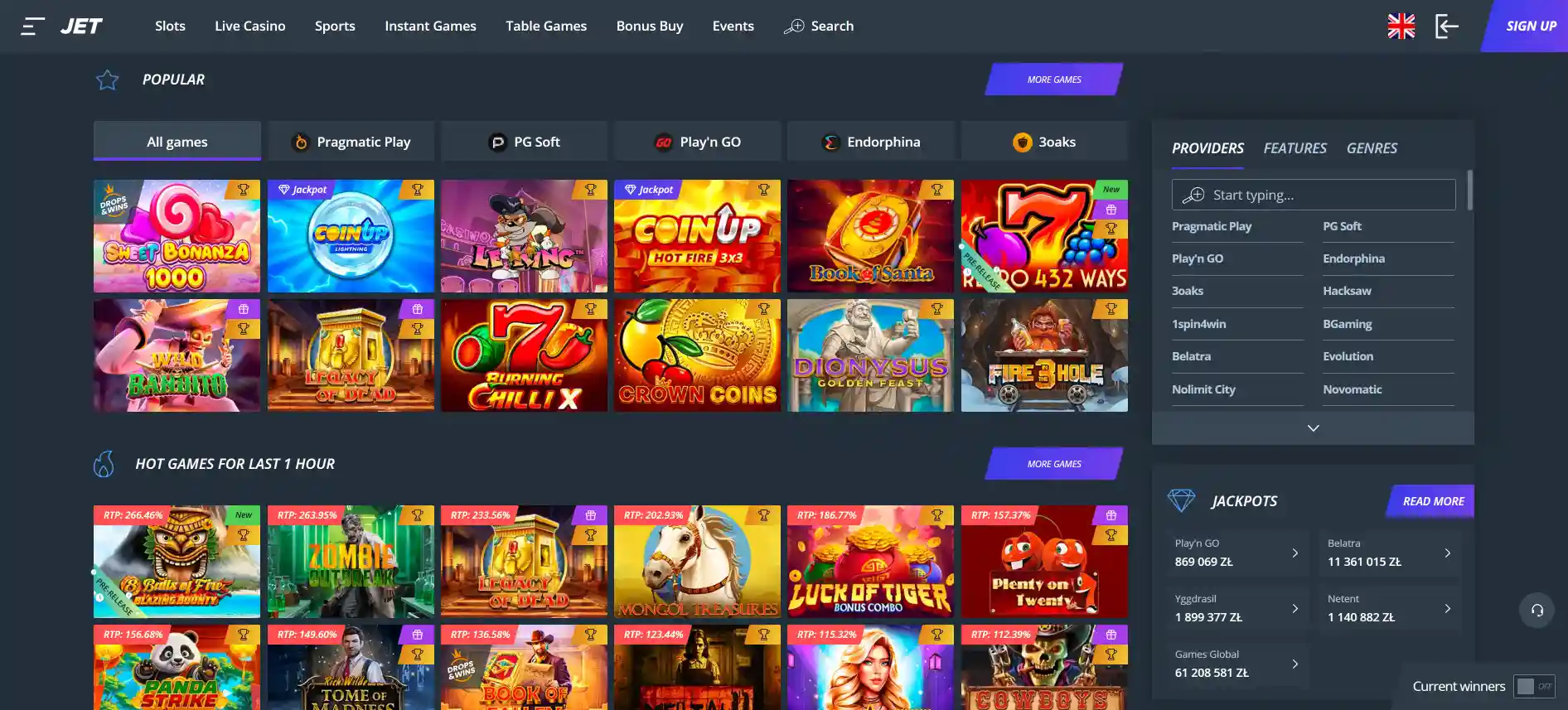 Jet Casino gry
