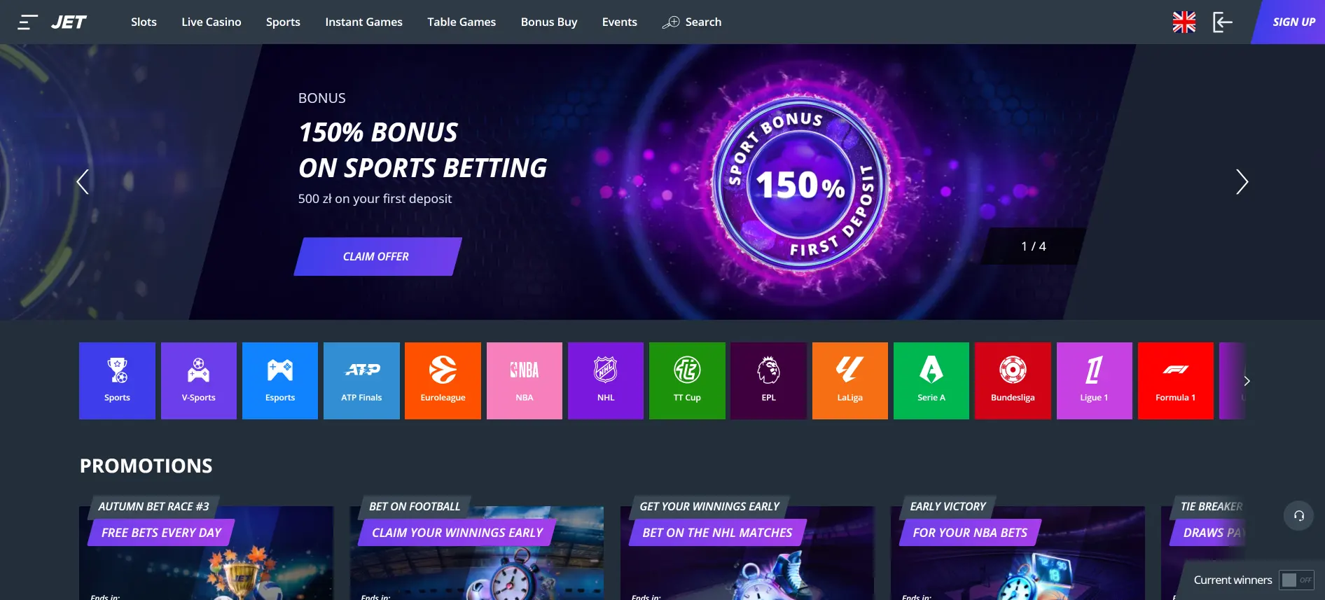 Jet Casino zakłady sportowe