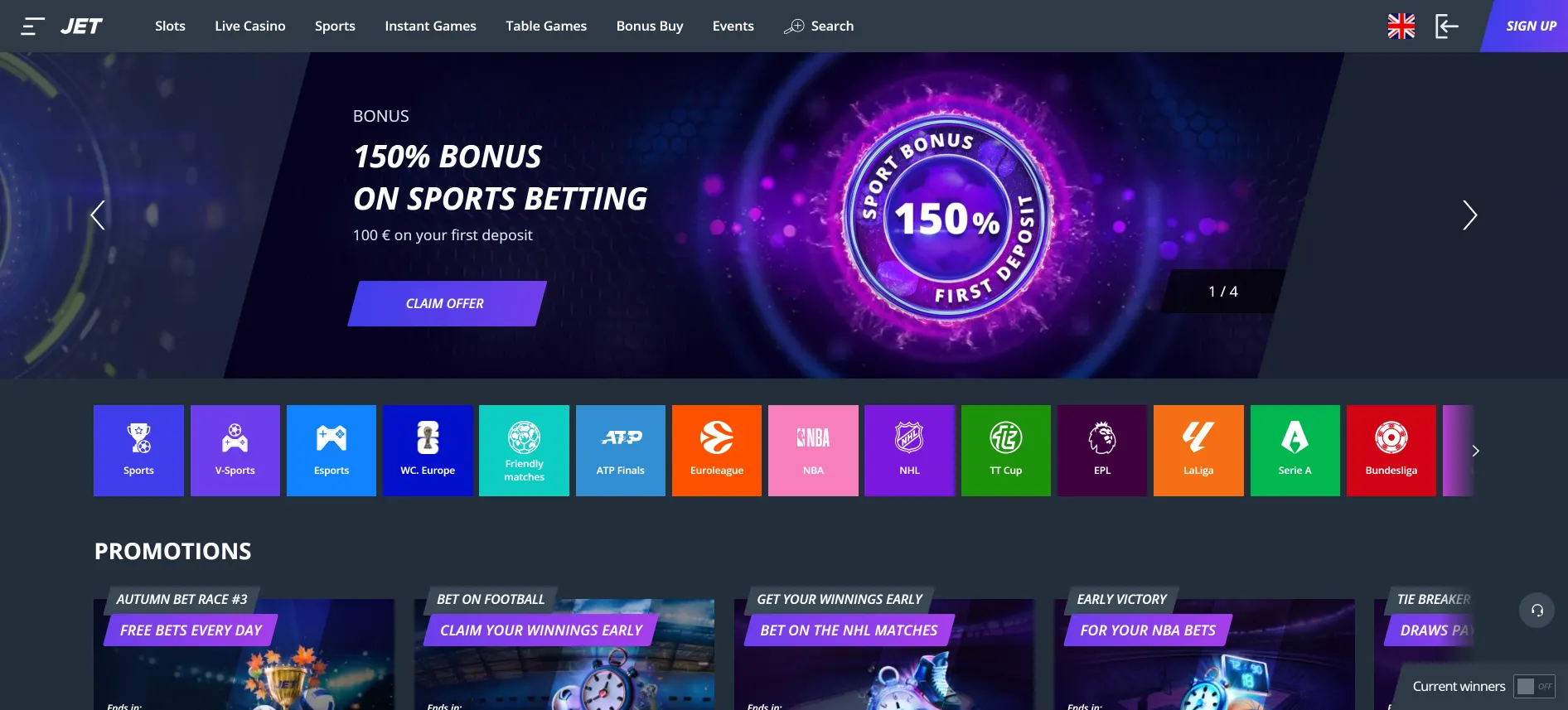 Jet Casino sportfogadás