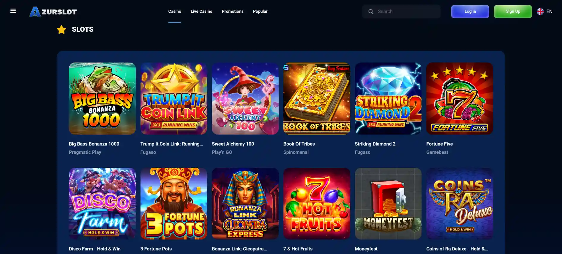 AzurSlot casino games