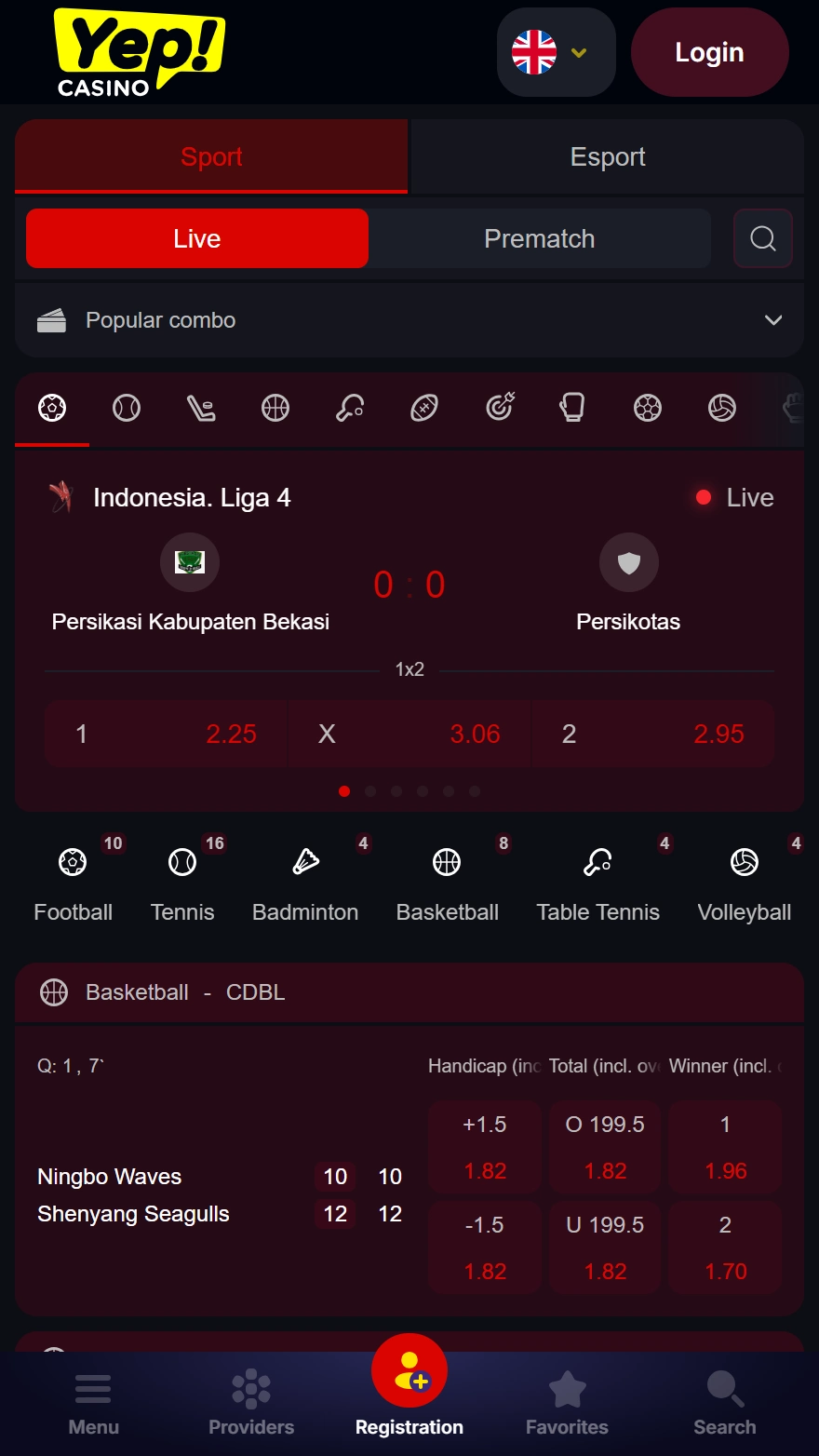 Yep Casino страница ставок на спорт