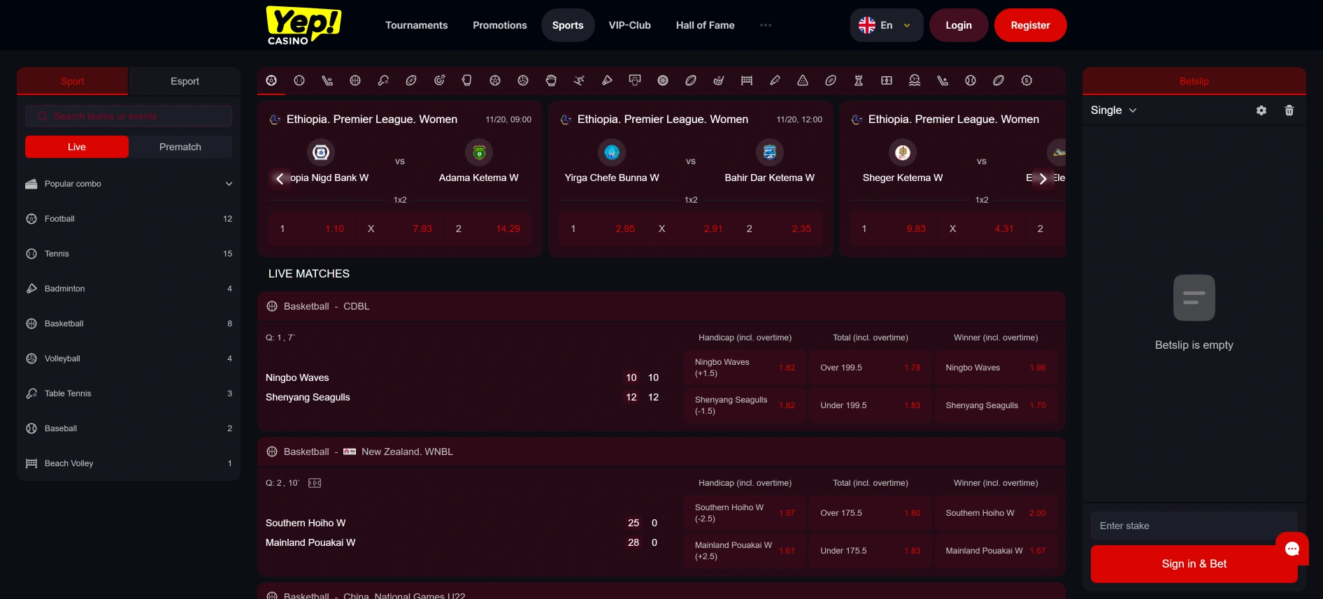 Yep Casino ставки на спорт