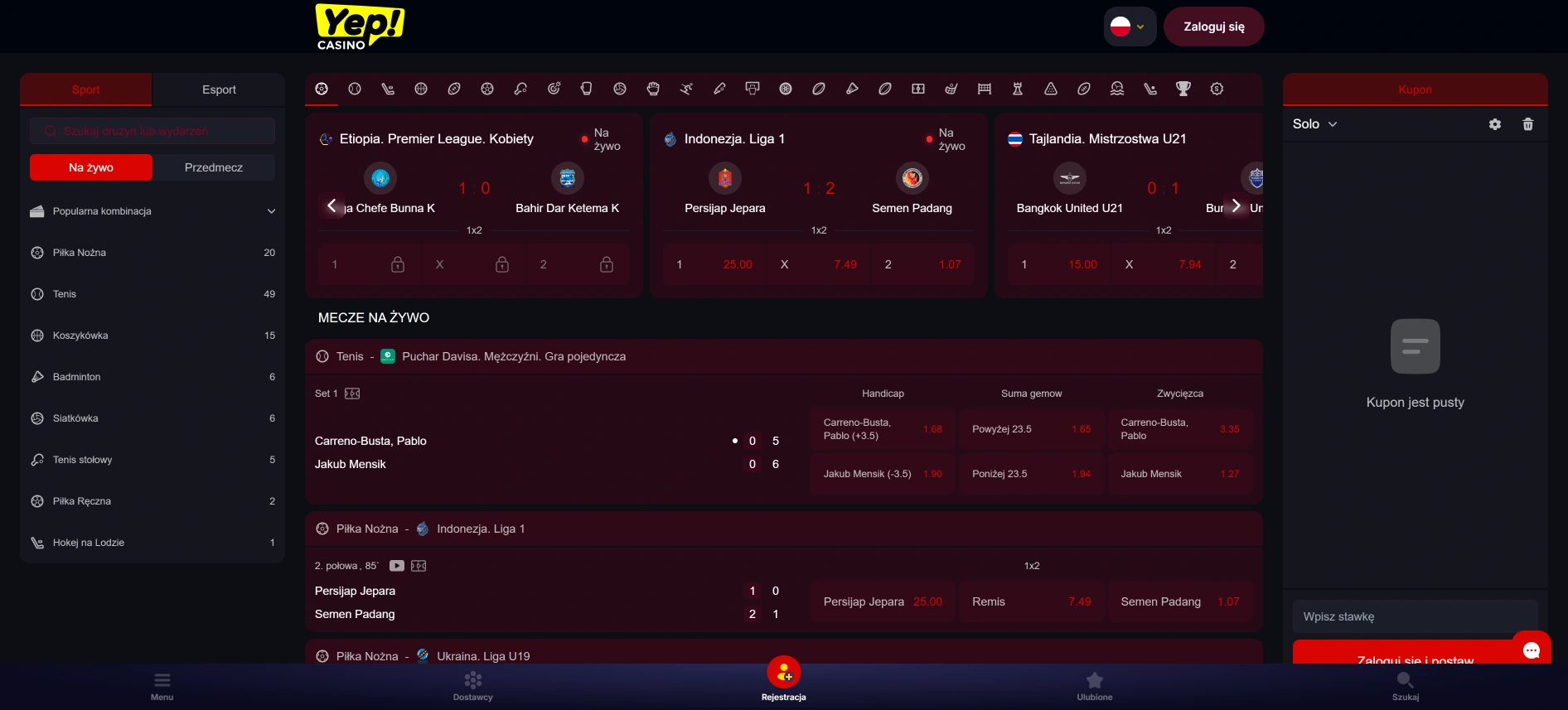 Yep Casino zakłady sportowe