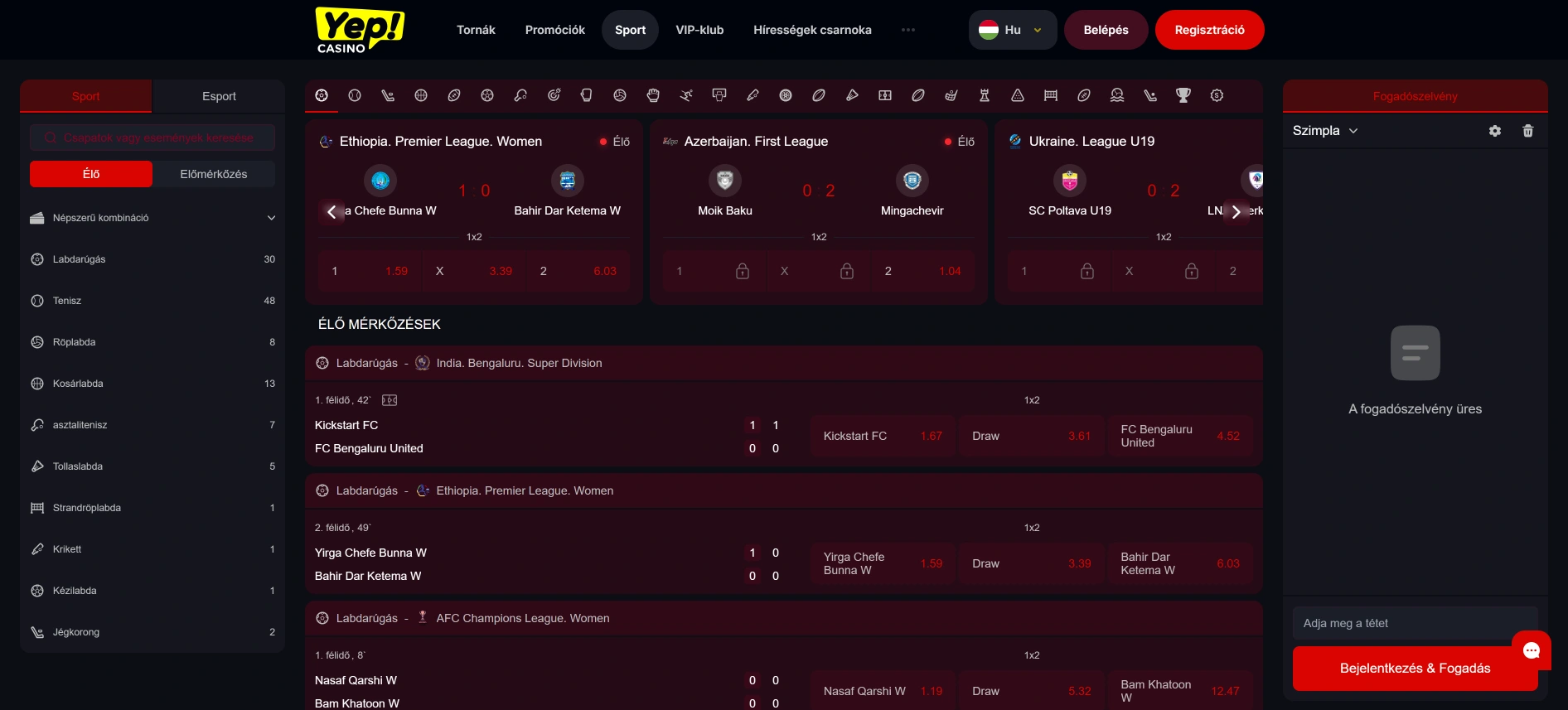 Yep Casino sportfogadás