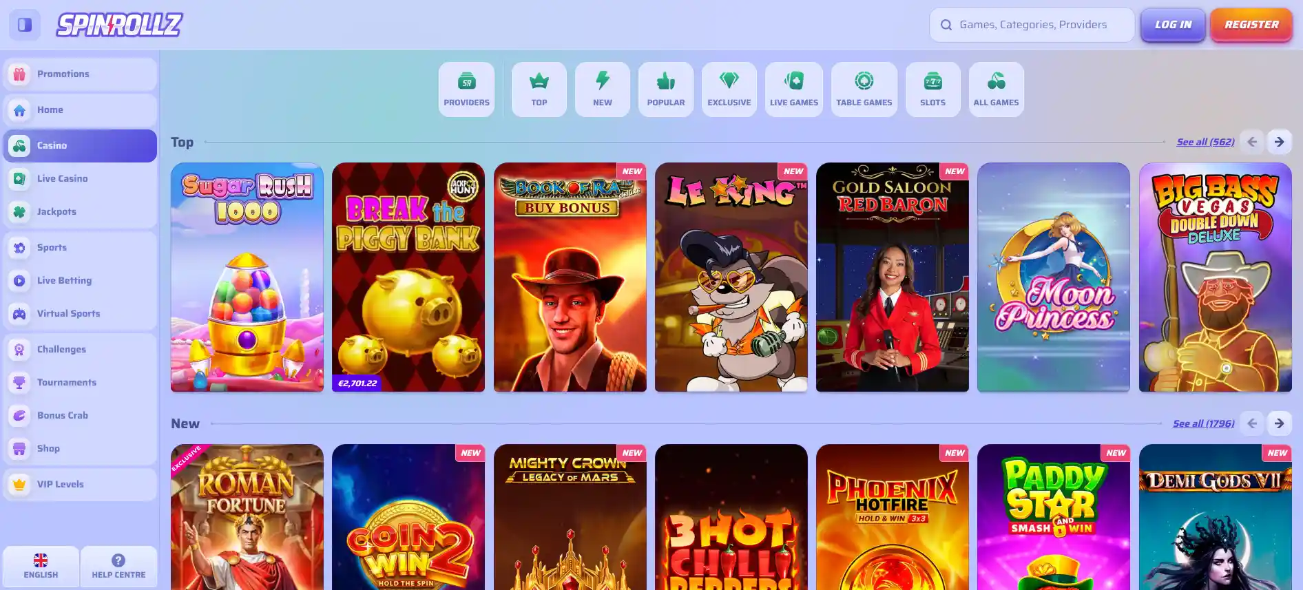 Spinrollz Casino games