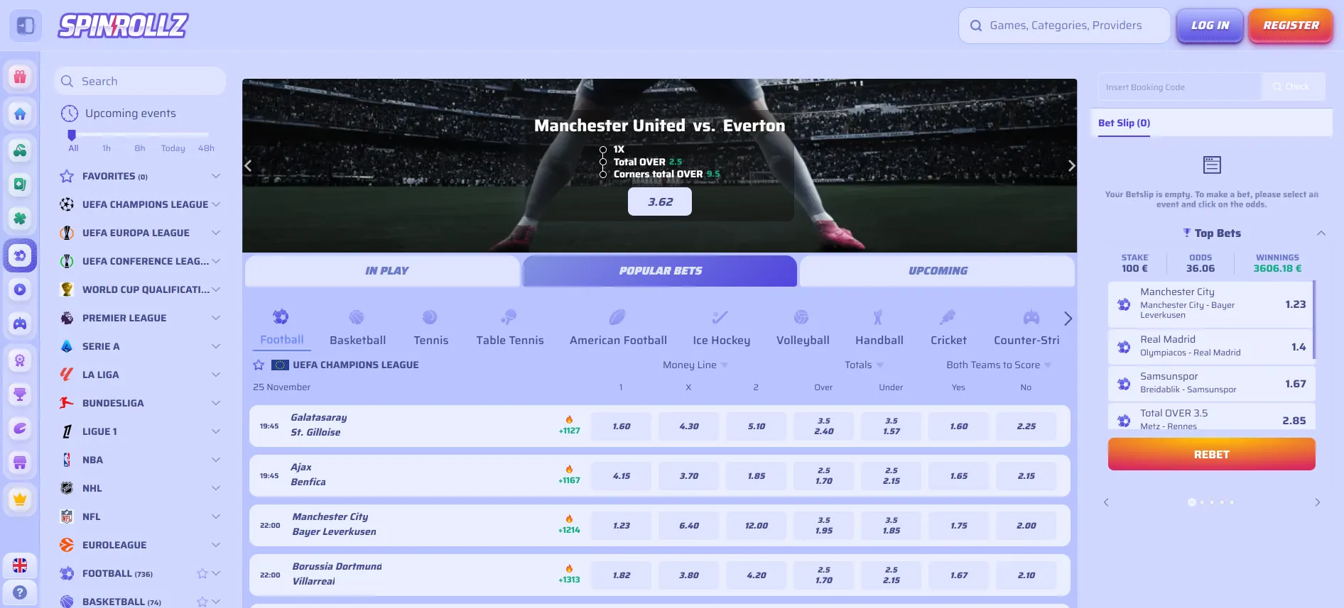 Spinrollz sports betting