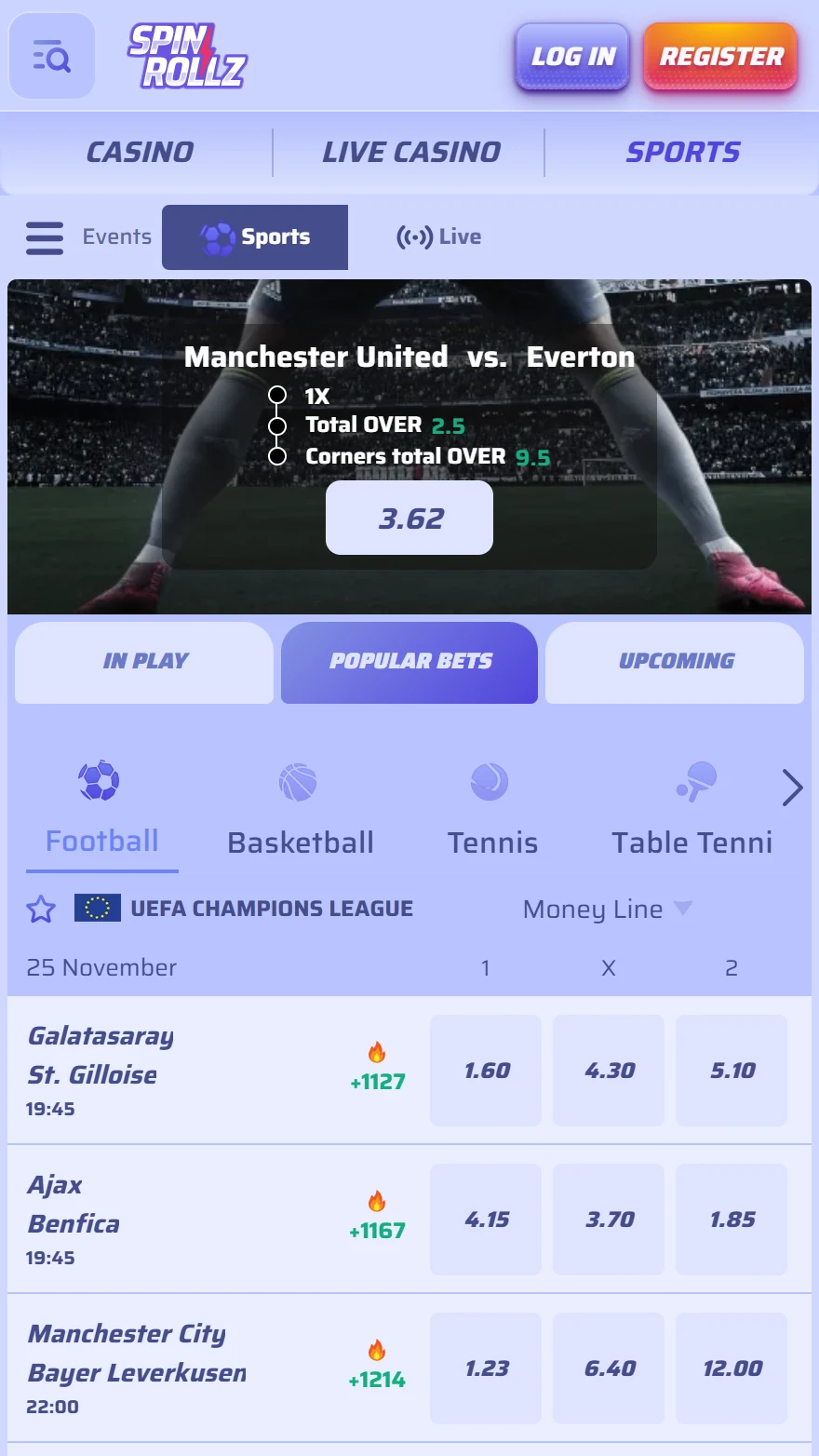 Spinrollz sports betting