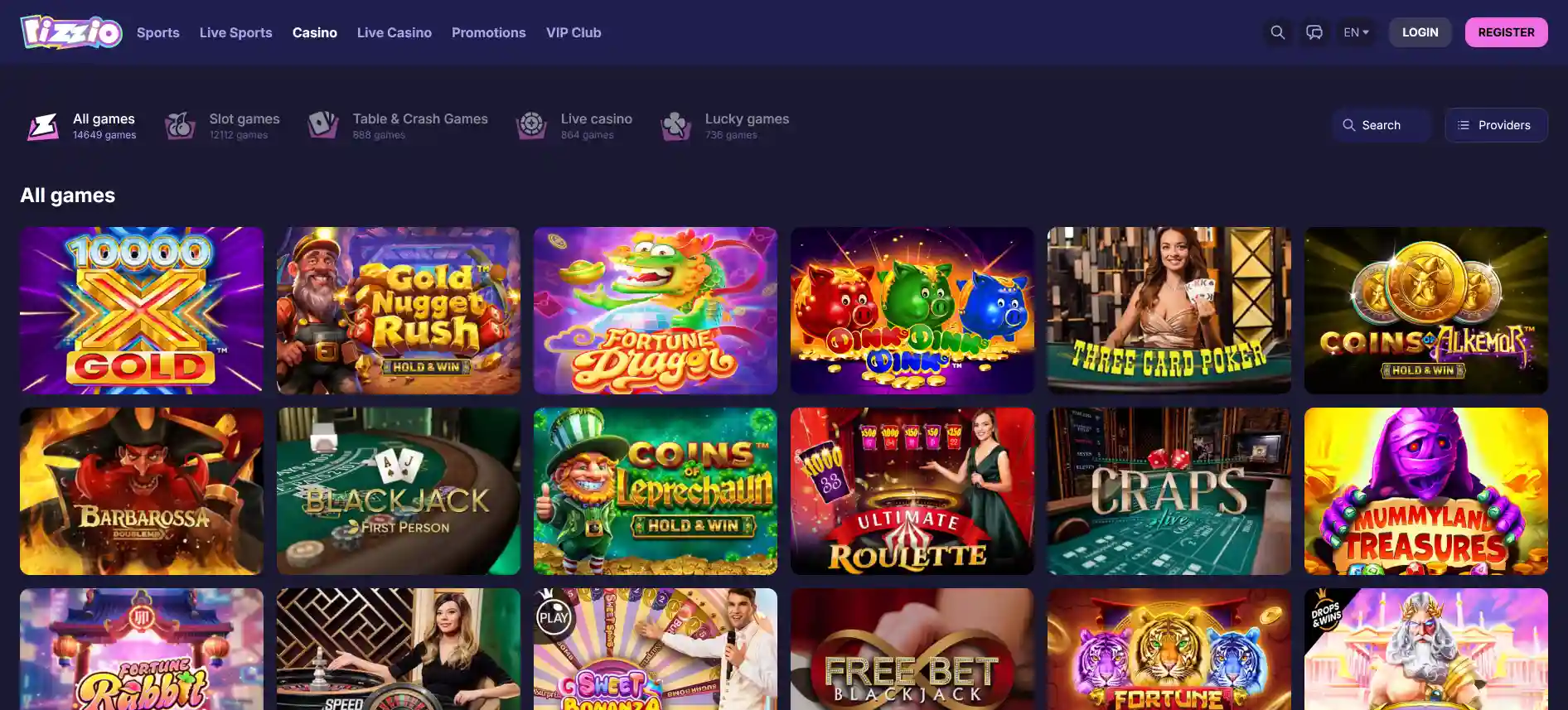 Rizzio casino games