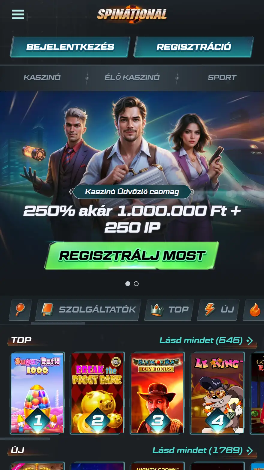 Spinational kaszinó honlapja