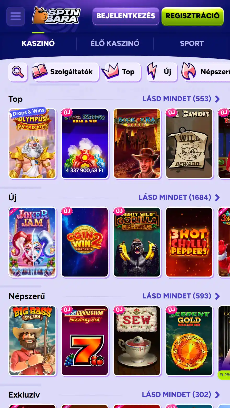 Spinbara játékok oldala