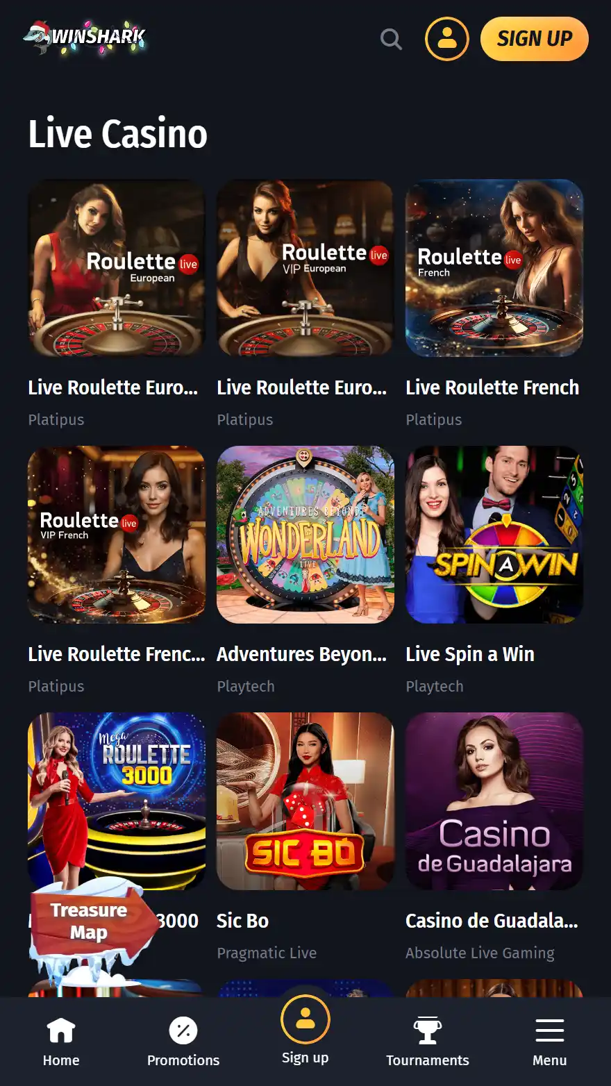 Winshark live casino sida