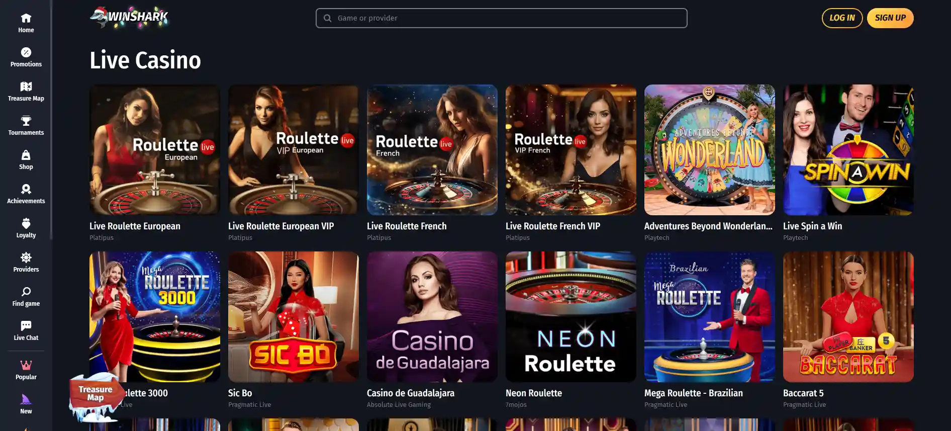 Winshark live casino