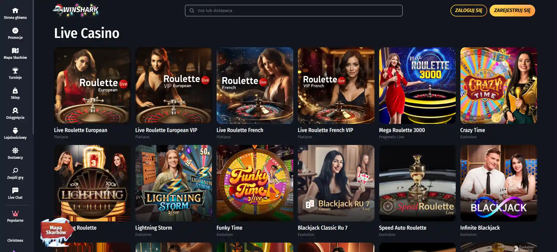 Winshark live казино