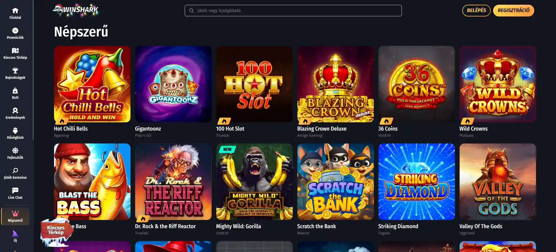 Winshark kaszinójátékok
