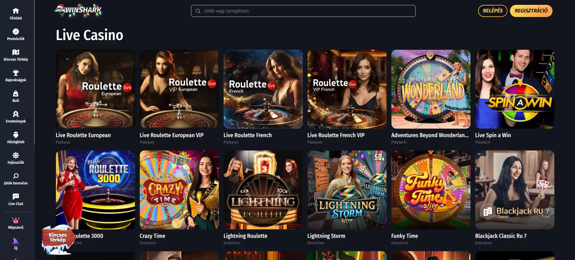 Winshark élő kaszinó