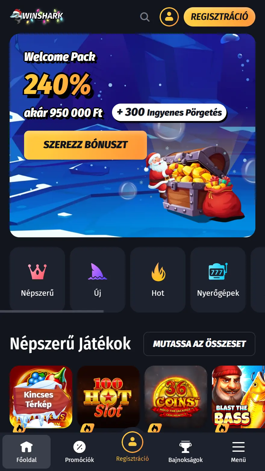 Winshark kaszinó honlapja