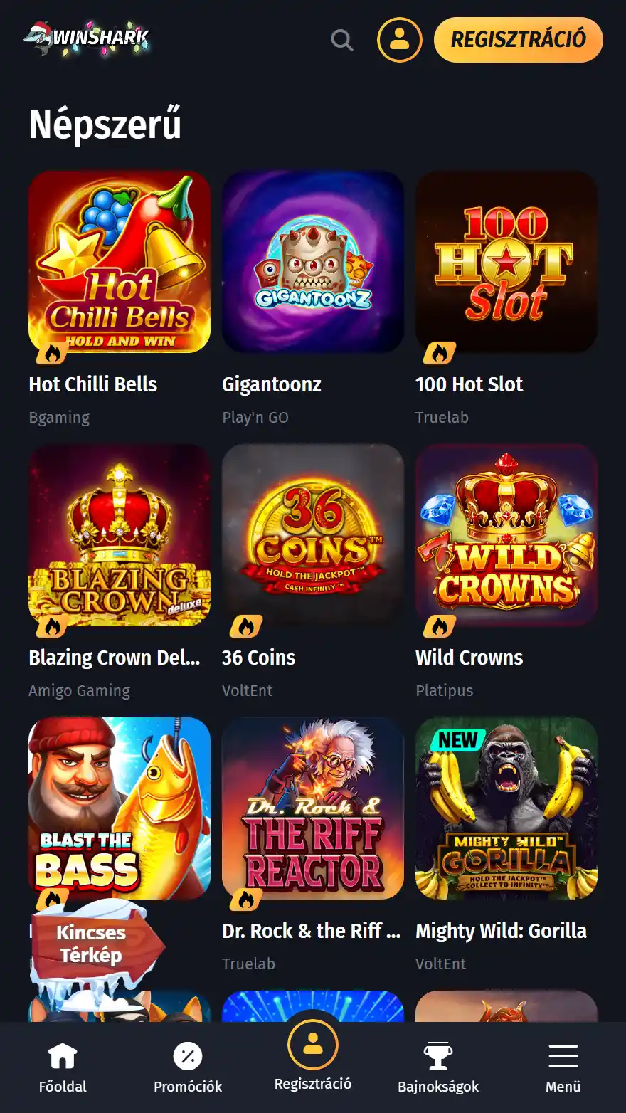 Winshark kaszinójátékok oldala