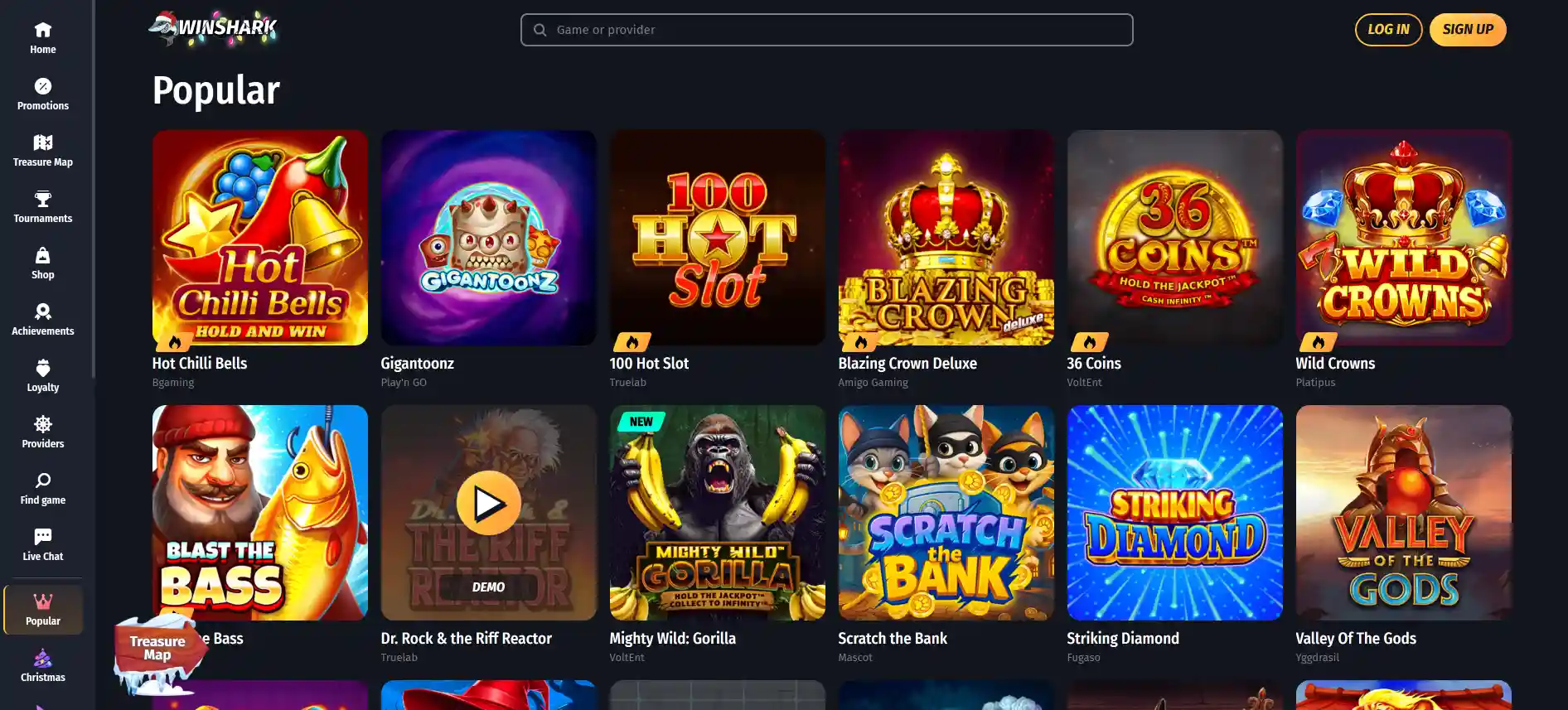 Winshark Casino games