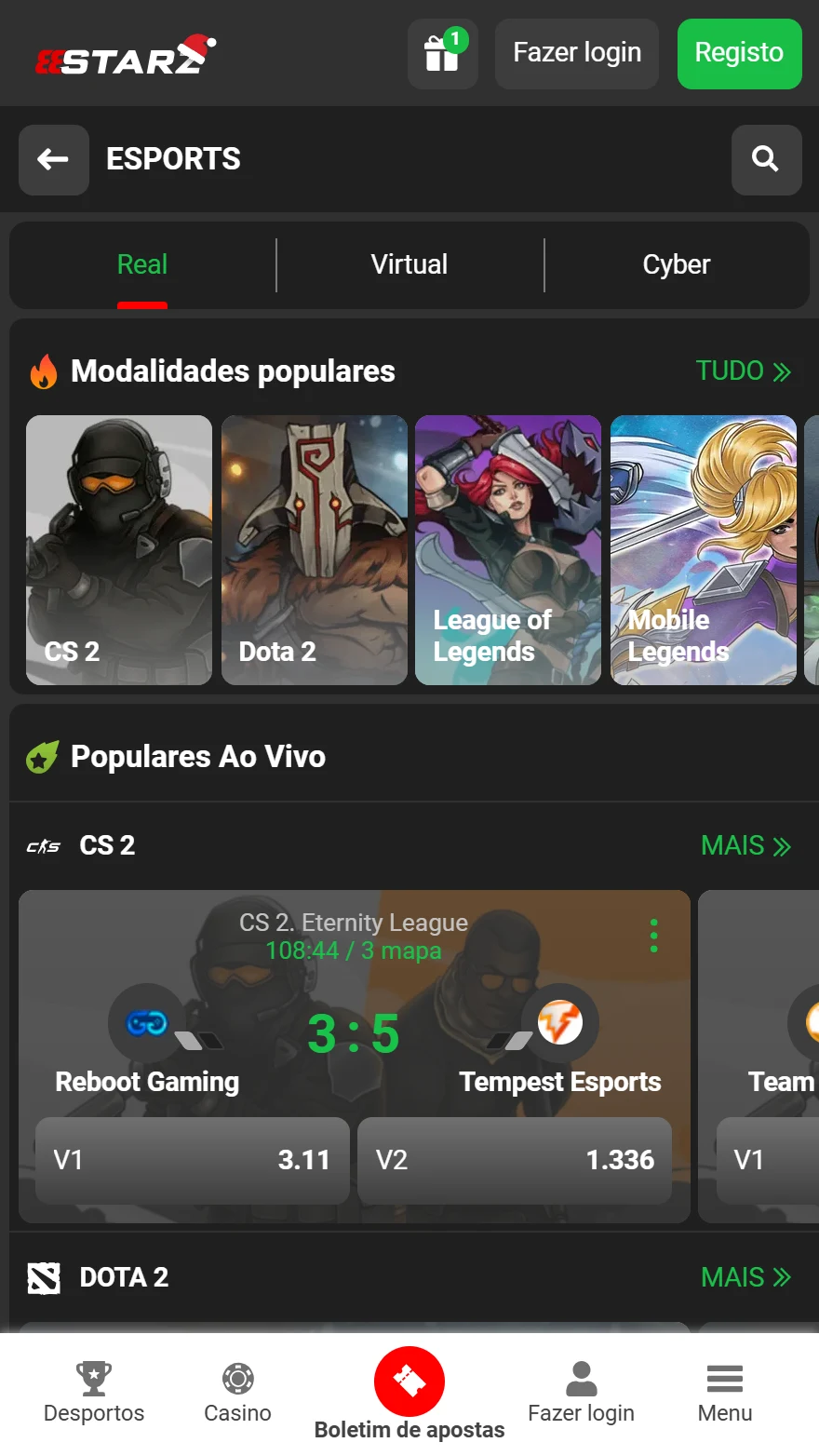 888Starz apostas em e-sports