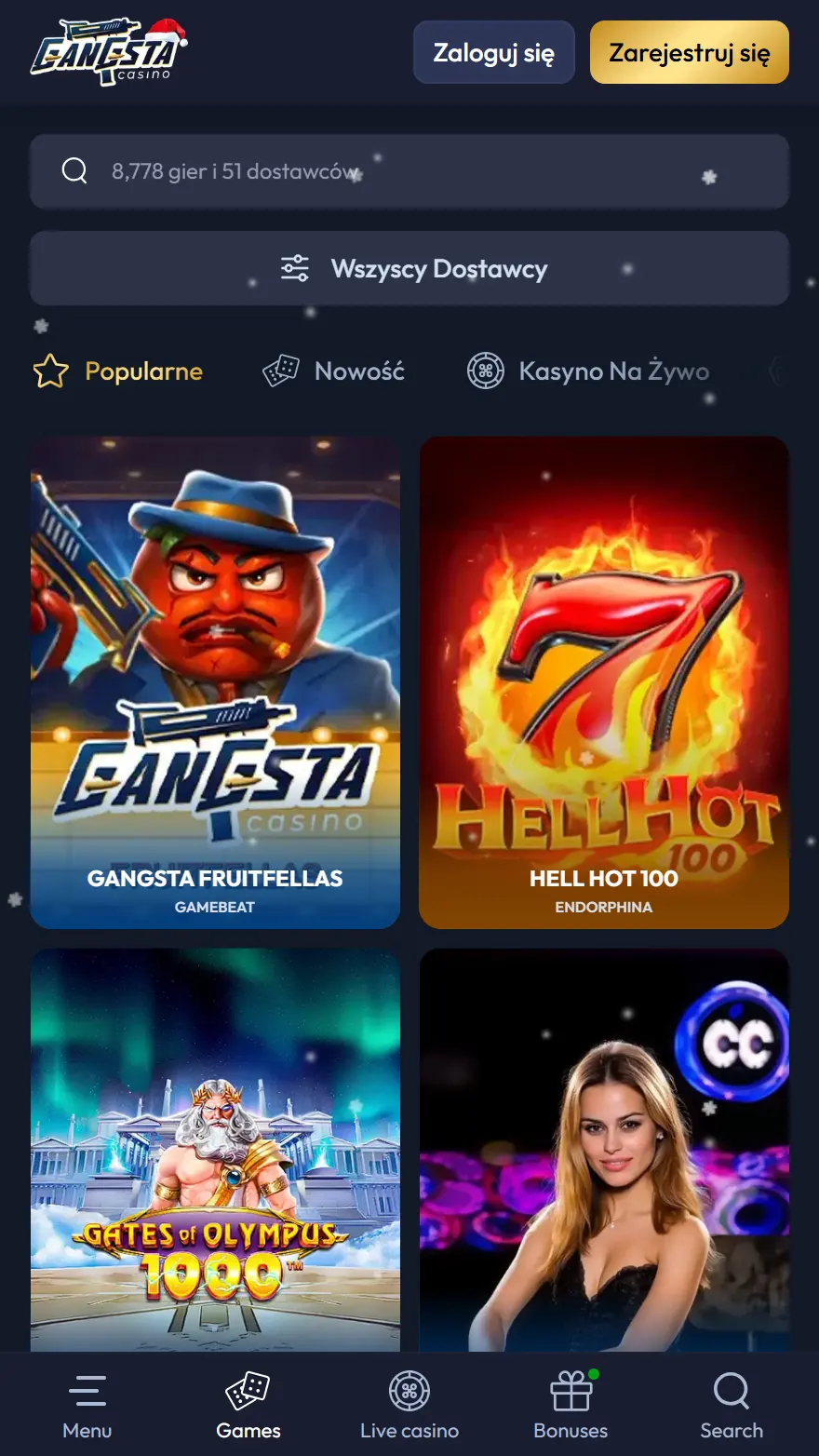 Gangsta Casino strona z grami