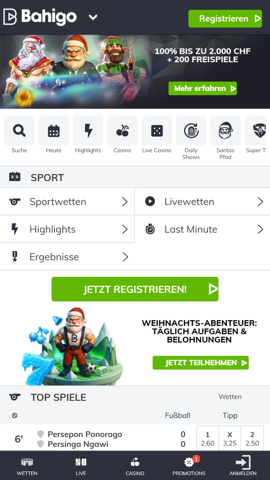 Bahigo Sportwetten-seite