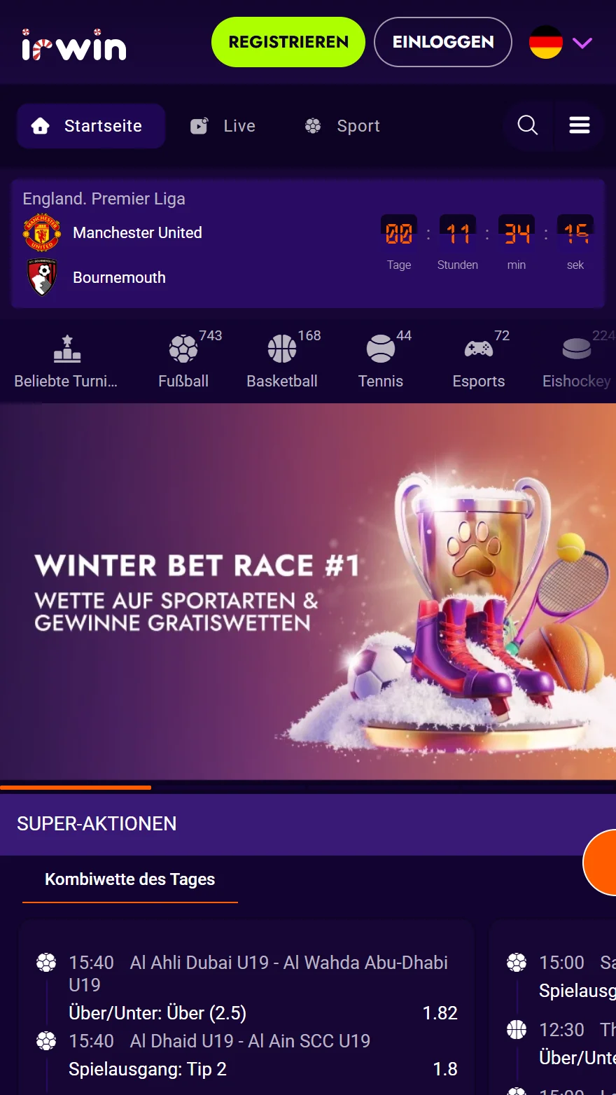 Irwin Casino Sportwetten-seite