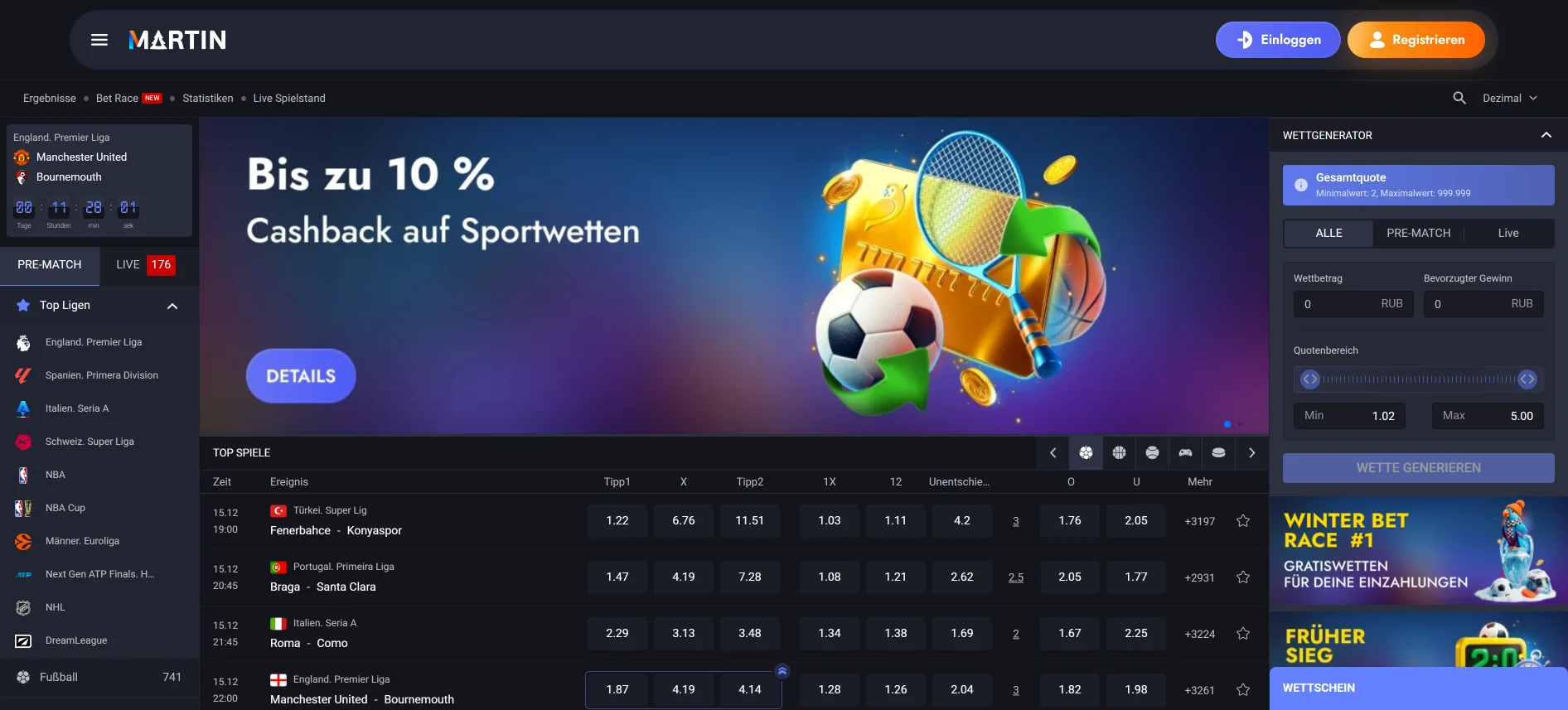 Martin Casino Sportwetten