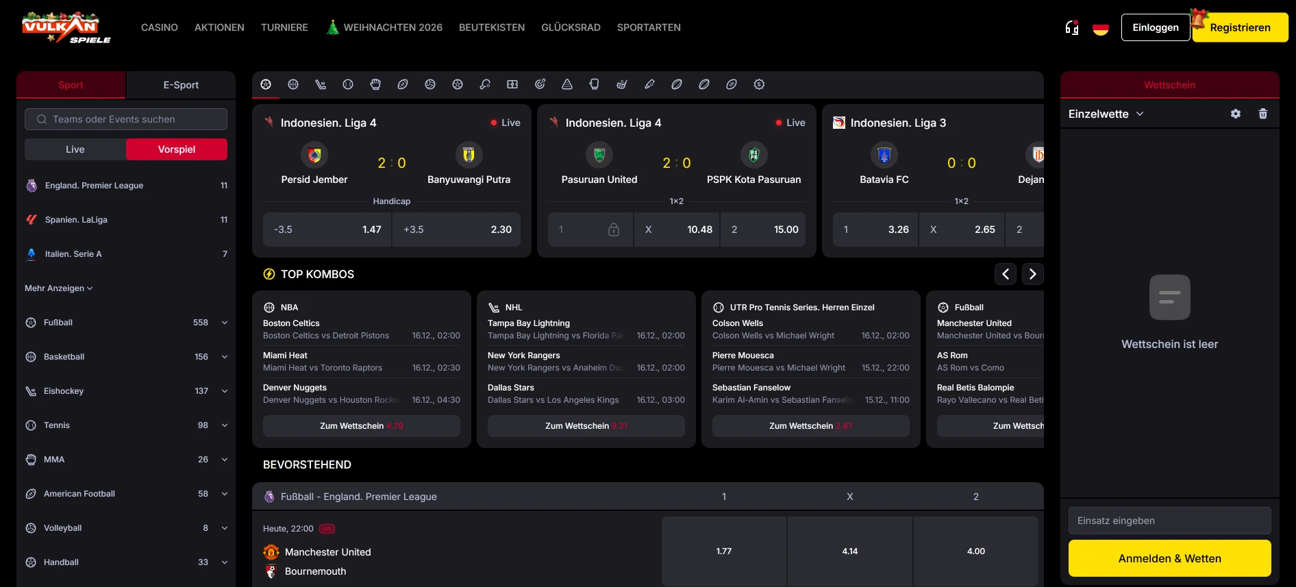 VulkanSpiele Sportwetten