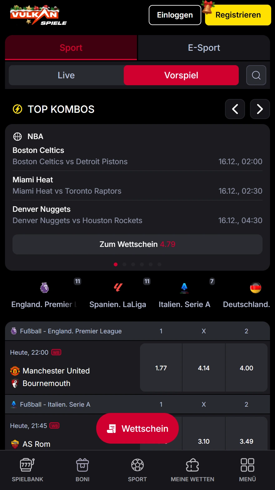 VulkanSpiele Sportwetten-seite