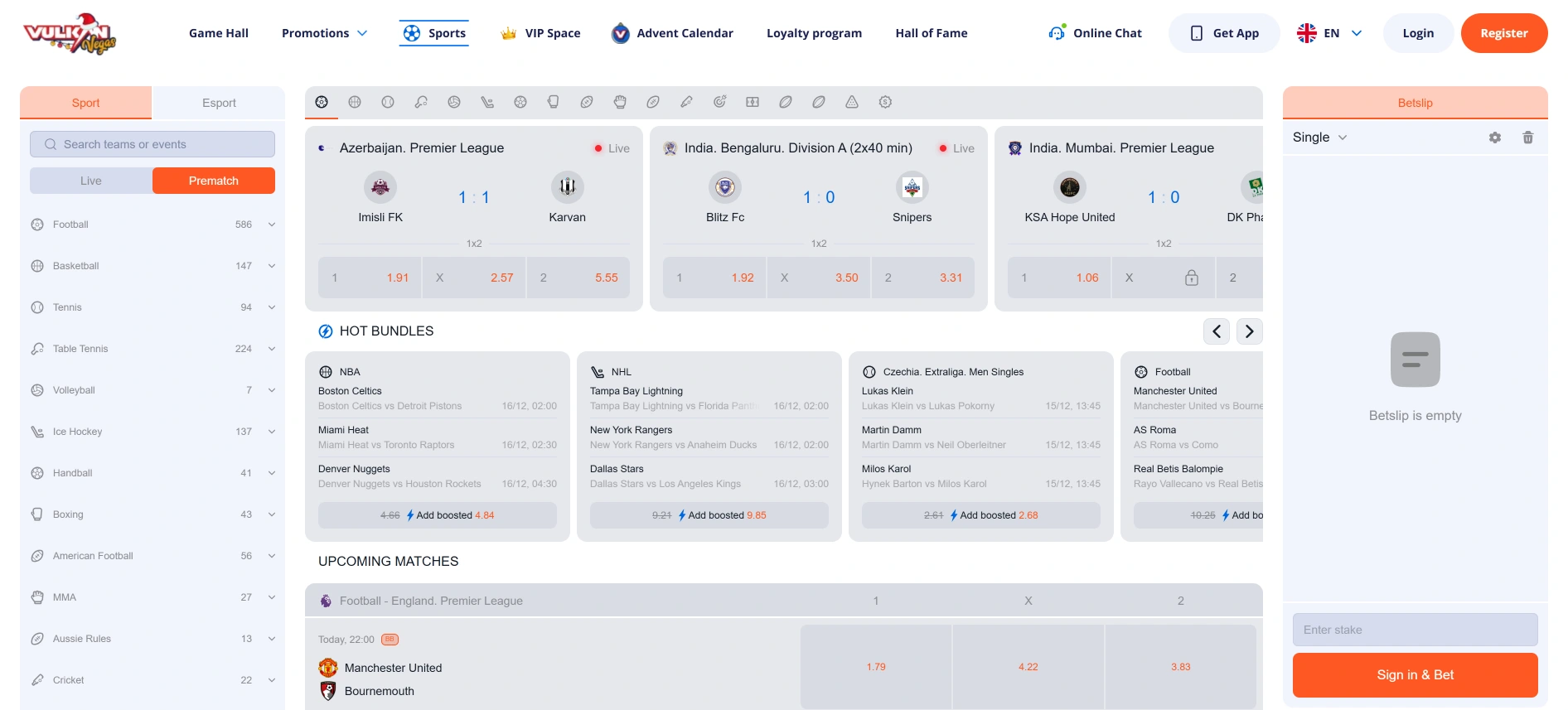 VulkanVegas Sportwetten
