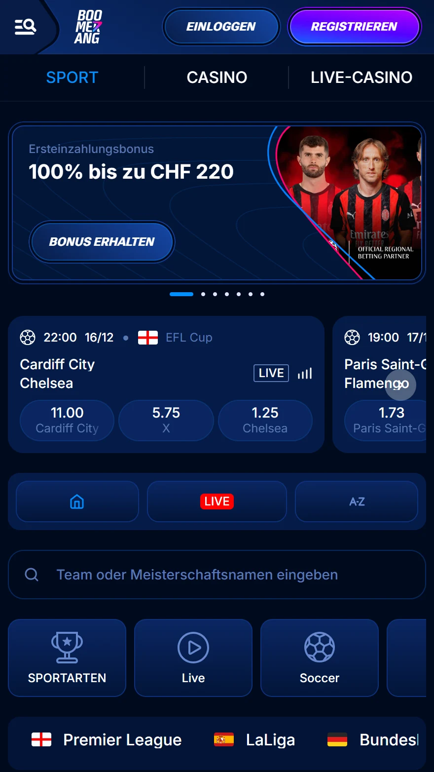 Boomerang Bet Sportwetten-seite