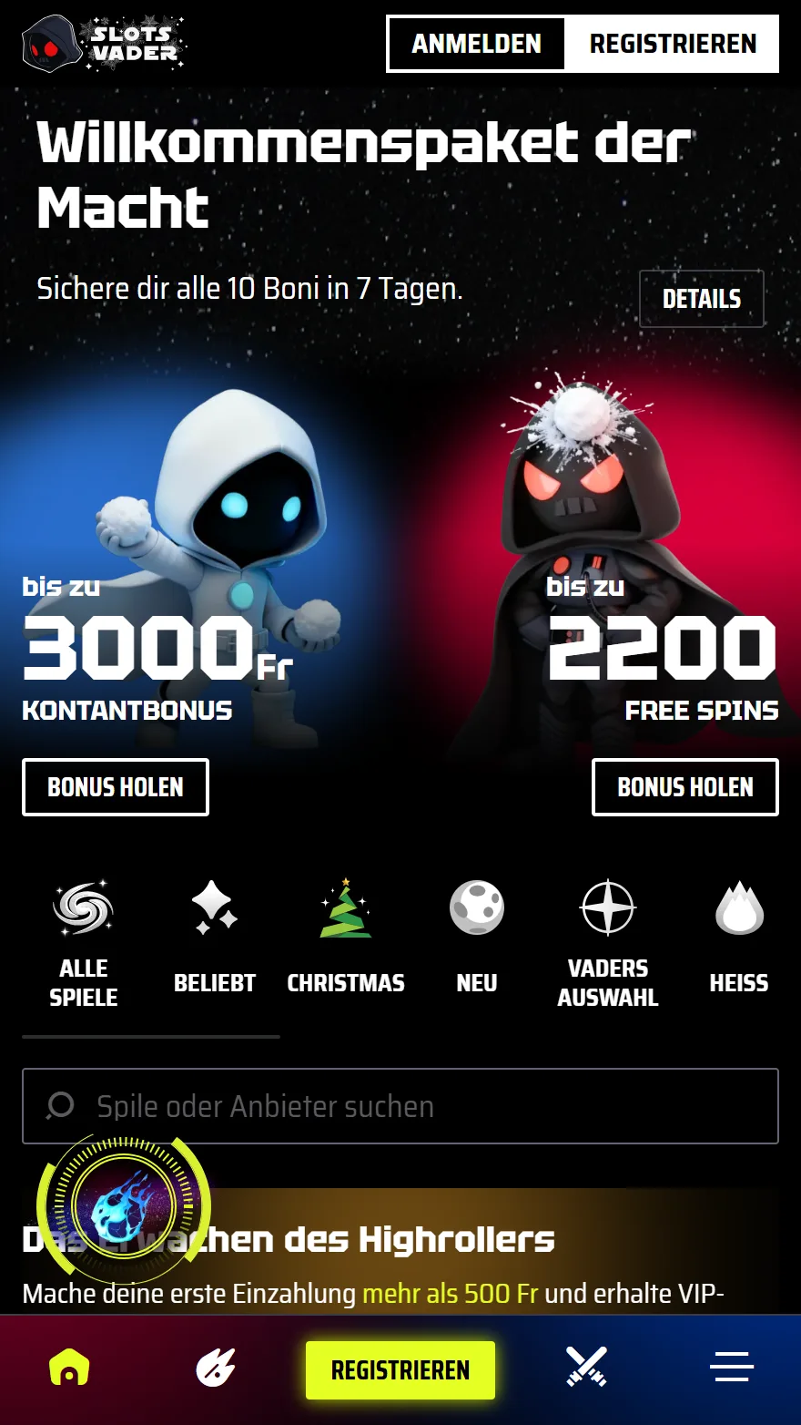 SlotsVader Casino Startseite