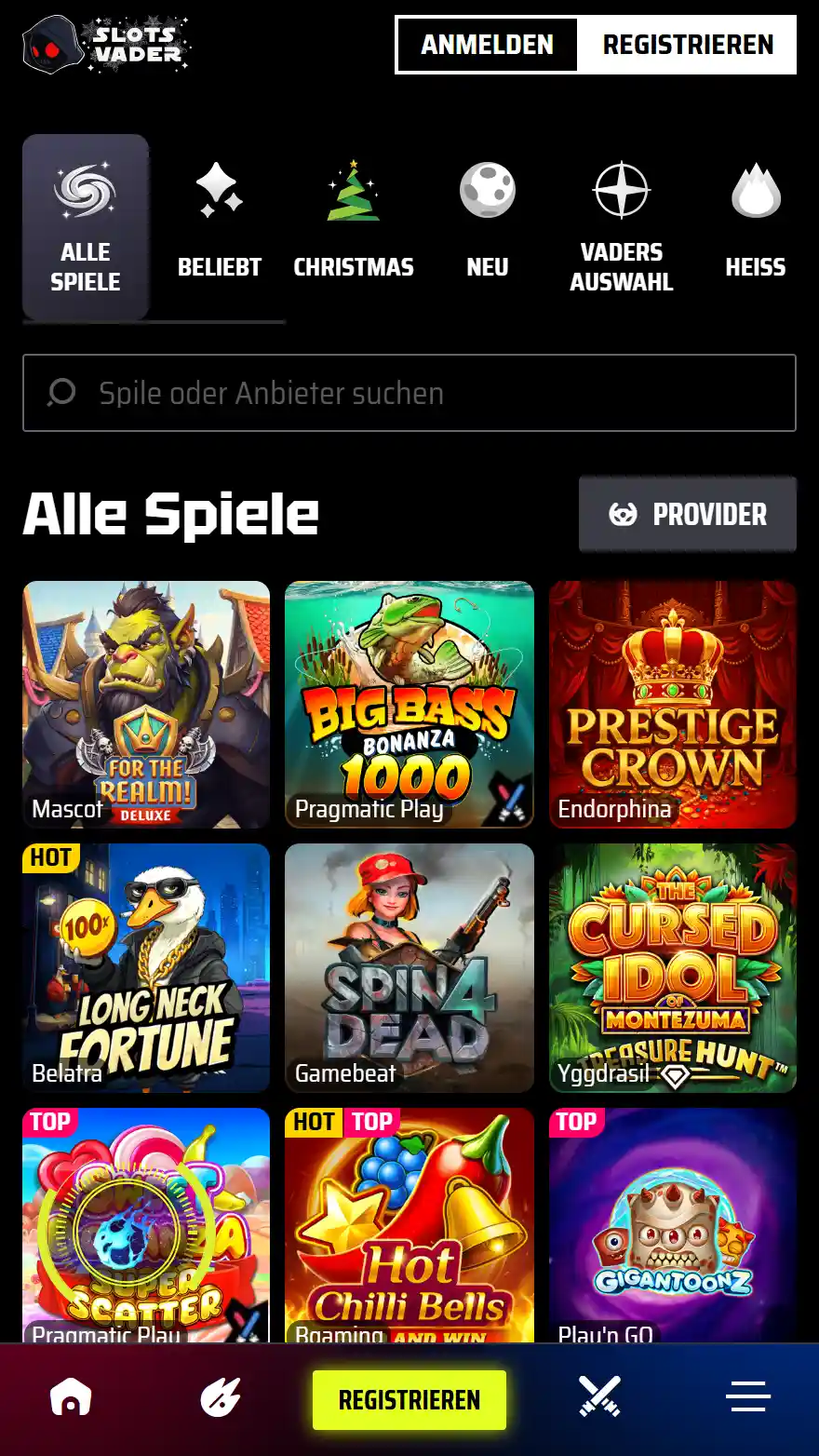 SlotsVader Spiele-seite