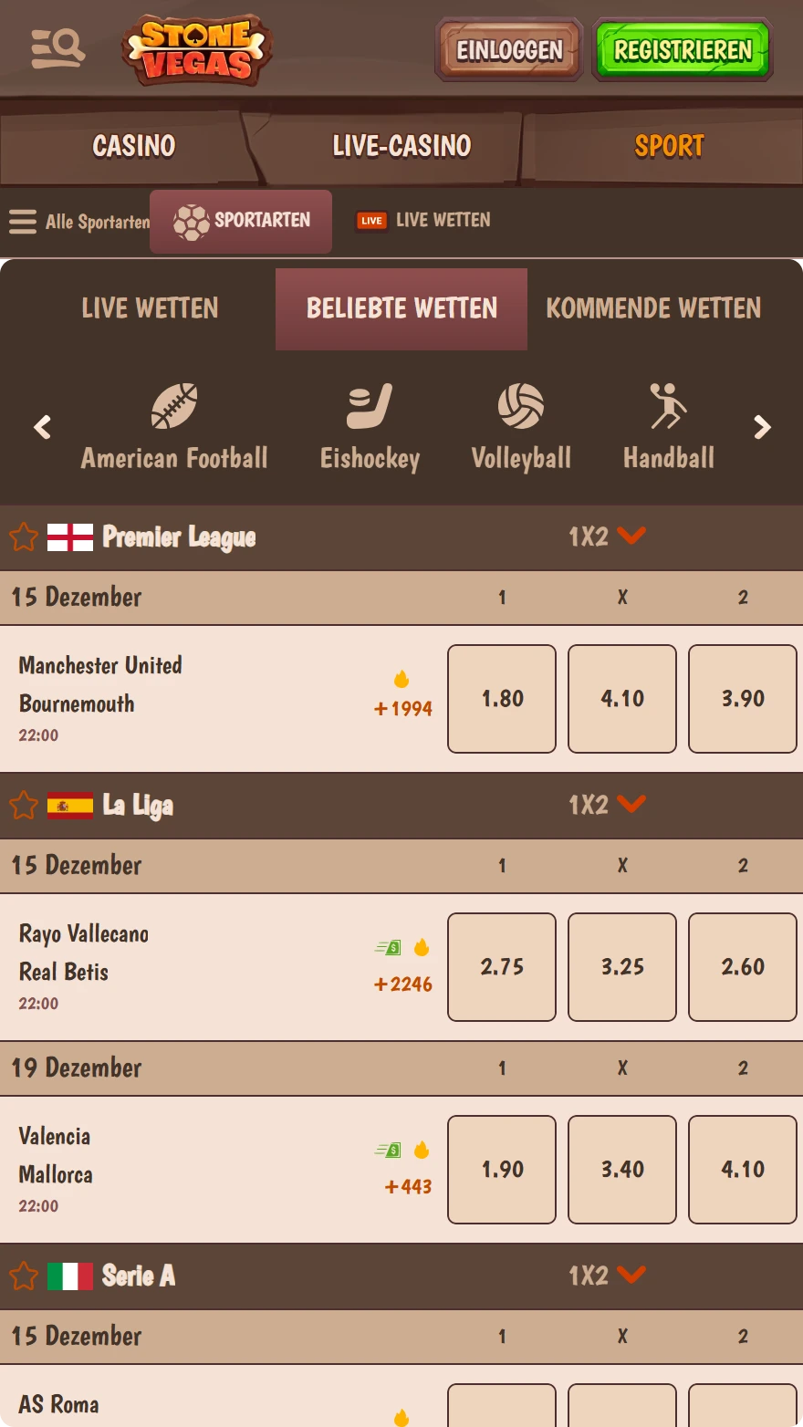 Stonevegas Sportwetten-seite