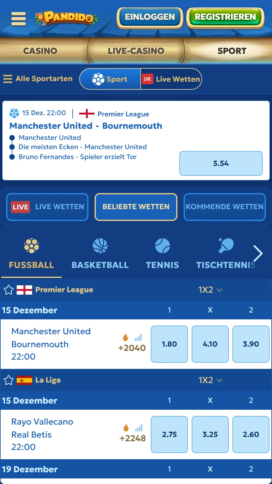 Pandido Sportwetten-seite