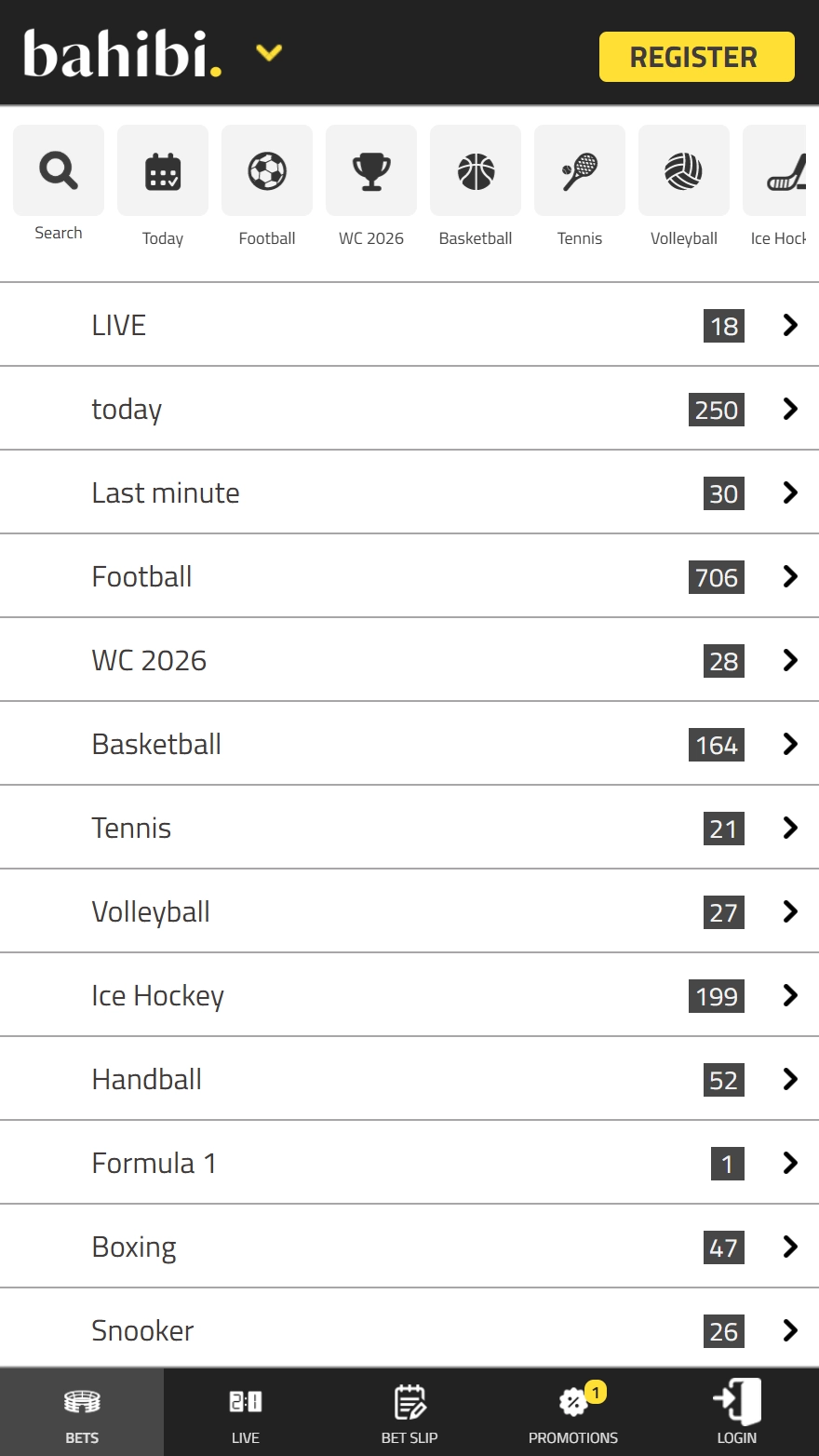 Bahibi Sportwetten-seite