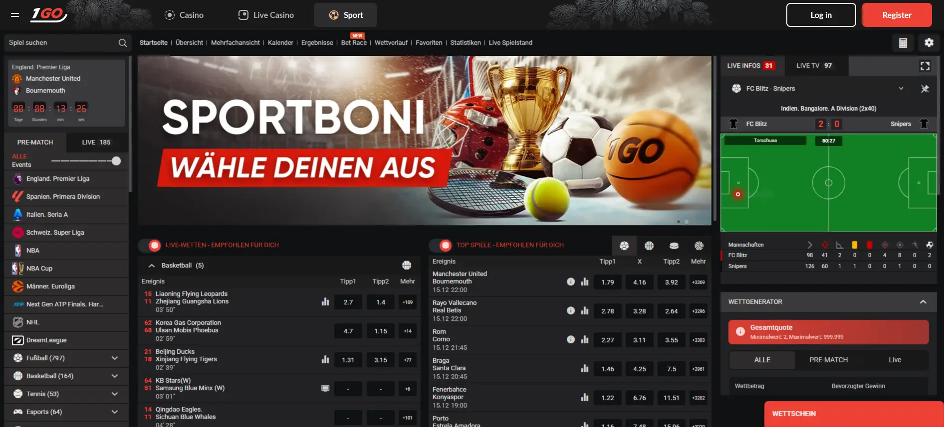 1Go Casino Sportwetten