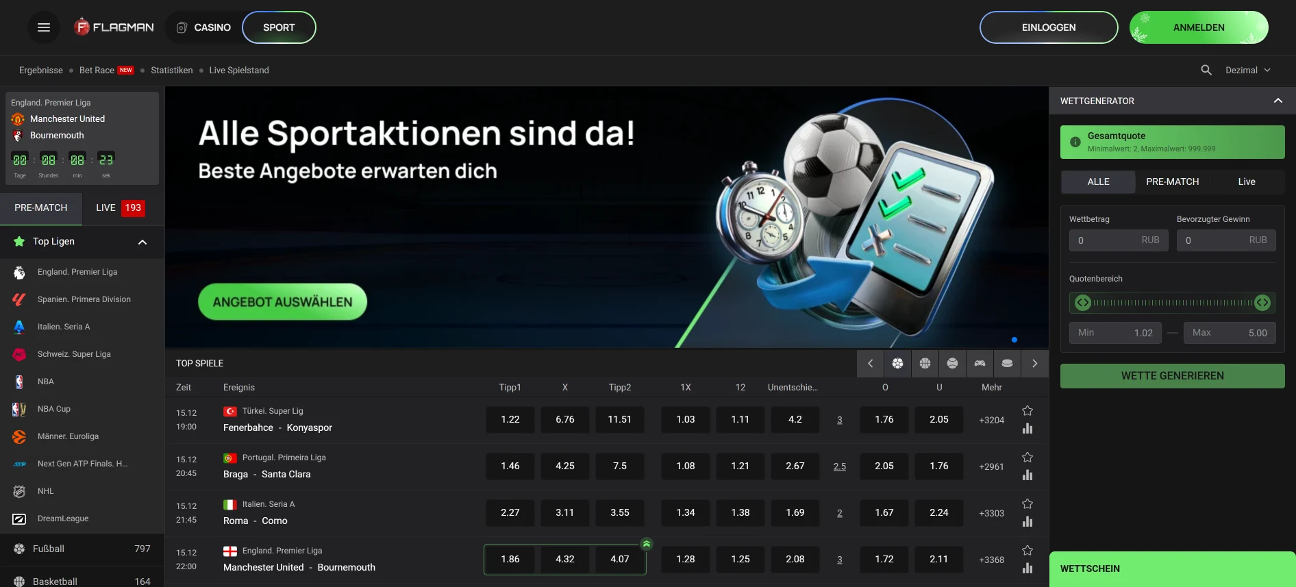 Flagman Casino Sportwetten
