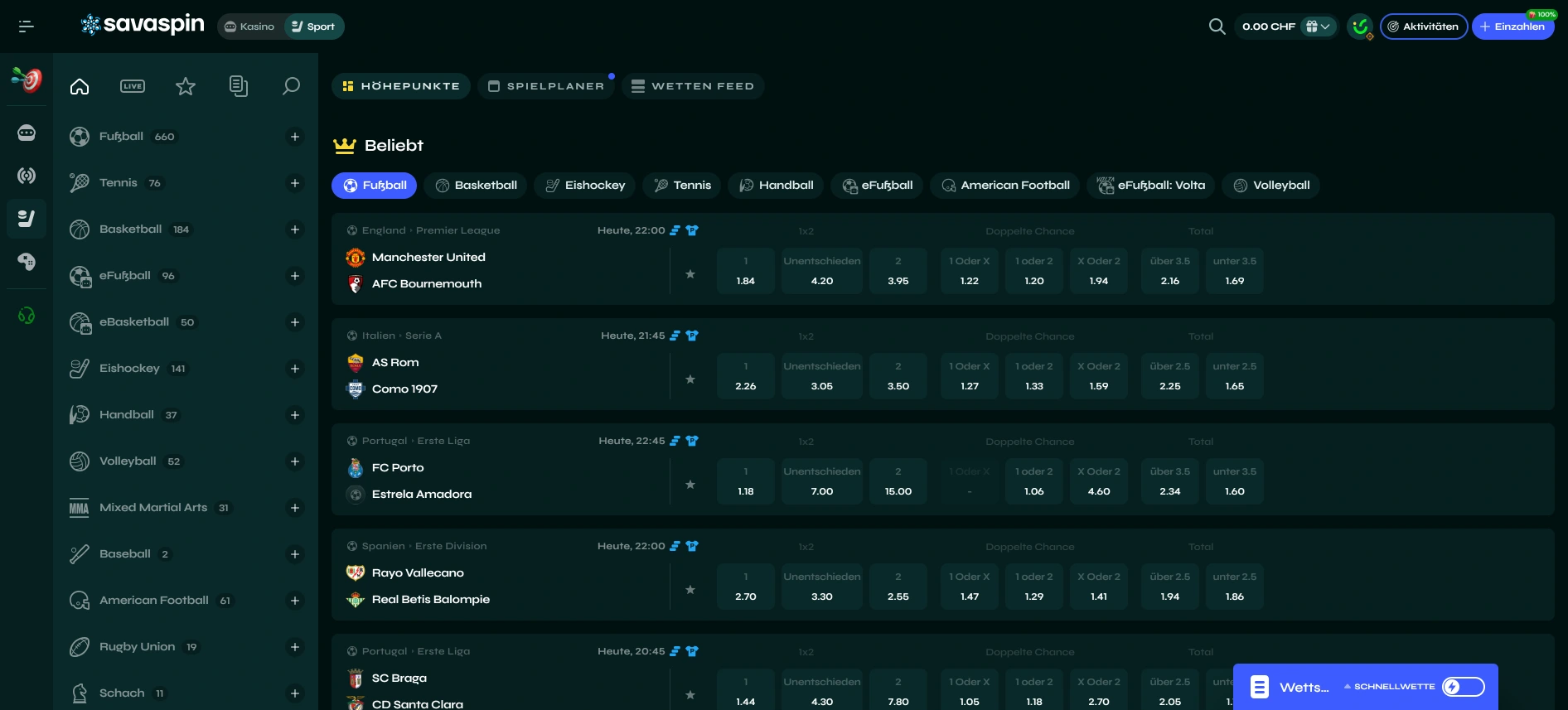 Savaspin Sportwetten