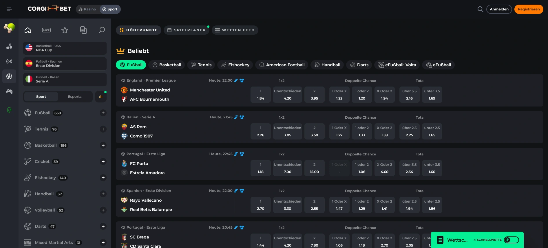 CorgiBet Sportwetten