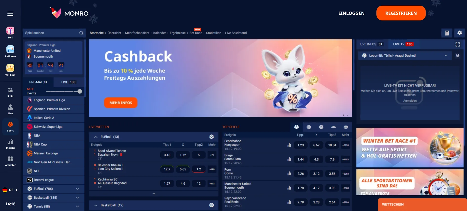 Monro Casino Sportwetten