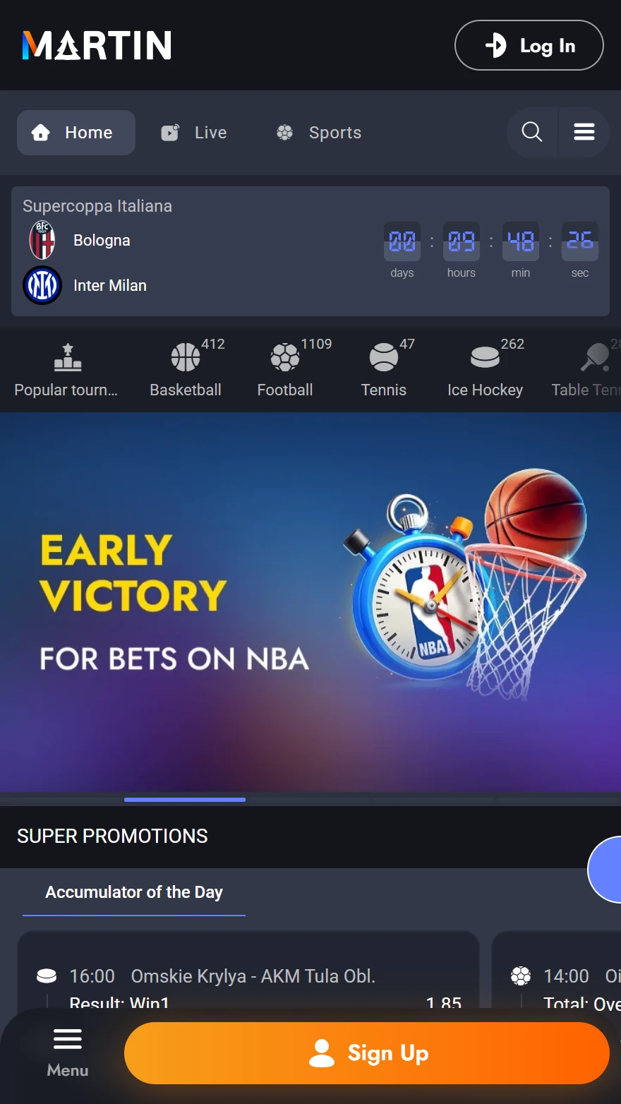 Martin sporta likmju lapa