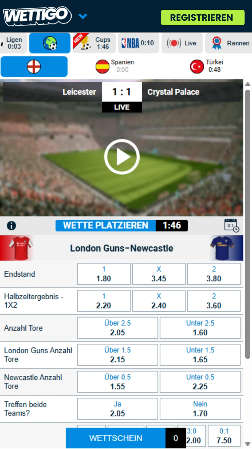 Wettigo Virtuelle Sportseite