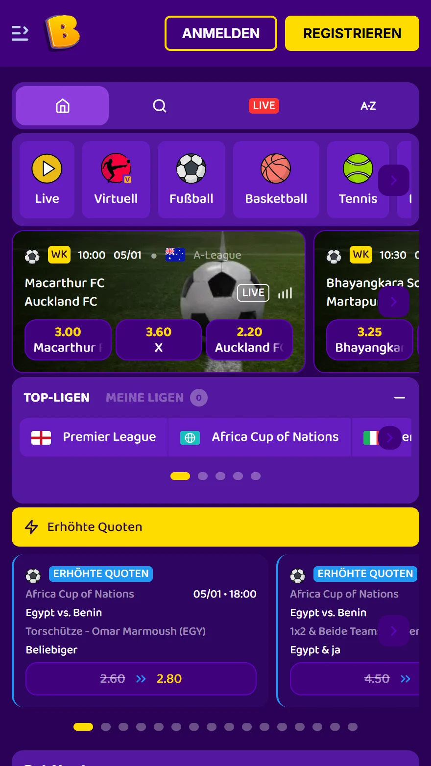 Bonusbet Sportwettenseite