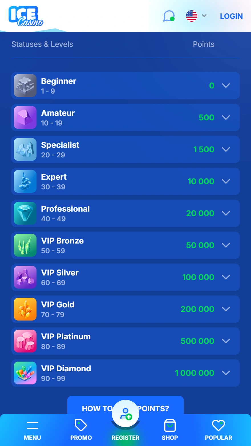 ICE Casino lojalitātes programma