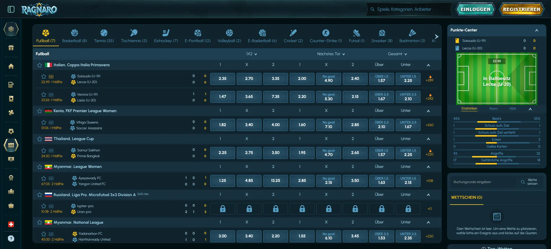 Ragnaro Live-Sportwetten