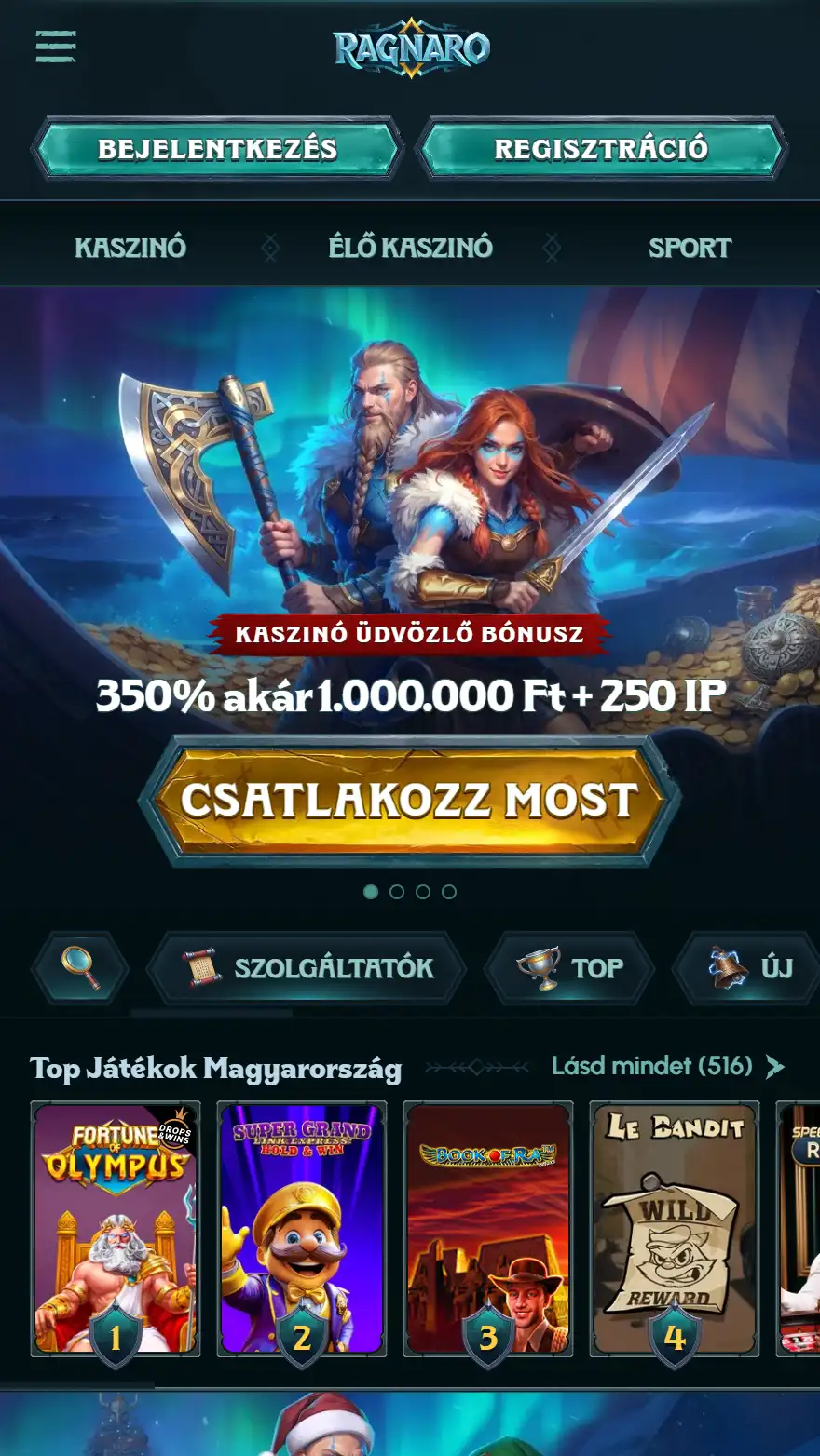 Ragnaro kaszinó honlapja